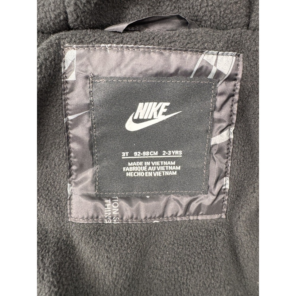 Boys Nike Puffer Full Zip Jacket Winter Coat Black 3T All Over Print - Picture 8 of 8